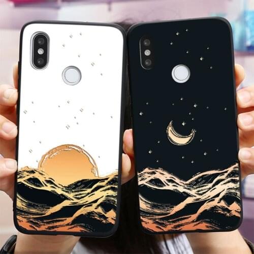 3D Relief Mountain Sun Moon Case For Xiaomi Redmi Note 8 9 8T 9S 7 5 6 Pro Mi Poco X3 NFC A1 A2 A3 8 9 10 Lite 9T 10T TPU Case
