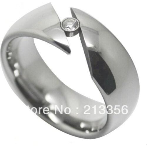 Free Shipping Cheap Price USA Hot Selling 8mm Tungsten Carbide Cubic Zirconia Tension Wedding Unisex Ring Mens Wedding Band