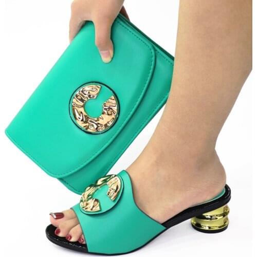 Doershow Italian Shoes and Bags To Match Shoes with Bag Set Decorated with Rhinestone Nigerian Women Wedding Shoes set!SGC1-6