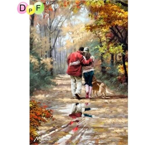 DPF 5D full Round Diamond Painting Mosaic couple wandering woods DIY Magic Cube Cross Stitch art craft Diamond Embroidery Decor