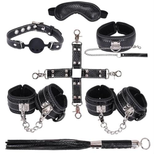 Exotic Sex Products For Adults Games Leather Bondage BDSM Kits Handcuffs Sex Toys Whip Gag Women Sex Accessories S0873