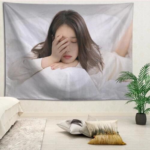 KPOP IU Tapestries For Living Room Bedroom Hanging Wall Tapestry Retro Home Decor Yoga Beach Mat Custom logo