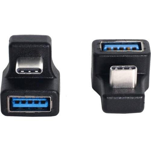 Jimier 180 Degree Up & Down Angled Type-C USB-C OTG to USB 5.0 Female Extension Adapter for Cell Phone & Tablet