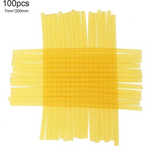 Hot-melt Gun Glue Sticks 100pcs/lot 7mmx200mm Transparent Yellow Strong Viscose for Hot-melt Glue Gun Repair Accessories