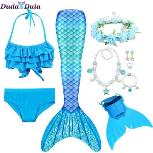 2021Little Mermaid Tails for Swimming Costume Mermaid Tail Cosplay Girls Swimsuit Kids Children Swimmable suit Monofi Bikini