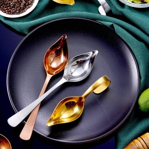 Stainless Steel Pointed Mouth Seasoning Spoon Painting Coffee Spoons Curved Handle Sauce Honey Spoon Kitchen Tableware Utensils