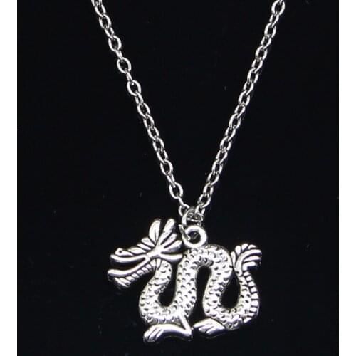 20pcs New Fashion Necklace 23x17mm dragon loong Pendants Short Long Women Men Colar Gift Jewelry Choker