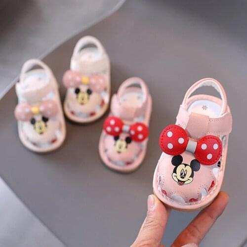 Fashion Disney Micky Mouse Baby Girls Shoes Lovely Cute Summer Beach Infant Tennis Casual Butterfly First Walkers