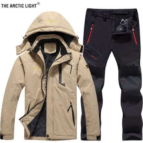 THE ARCTIC LIGHT Men Winter Waterproof Fishing Thermal Pant Jackets Trekking Hiking Camping Skiing Climbing Outdoor Set 6XL Suit