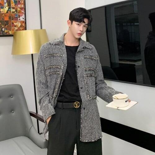 Vintage Mens Turn-down Collar Coat Single Breasted Loose Tassel Jacket J4