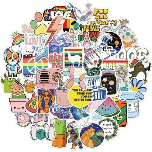 50PCS Cartoon Cute Girl Stickers Things Vinyl Waterproof Skateboard Motorcycle Fridge For Fhydro Flask Laptop Stickers Kids Gift