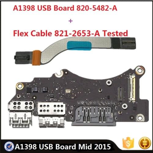Original 820-5482-A I/O HDMI SD Card Reader For Macbook Pro Retina 15" A1398 2015 USB Board With Cable 821-2653-A Replacement