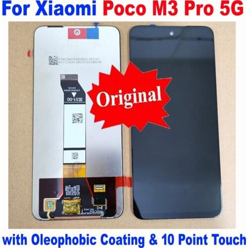 Original New For Xiaomi Poco M3 Pro 5G PocoM3 Pro LCD Display Touch Screen Digitizer Assembly Glass Sensor Pantalla + Frame