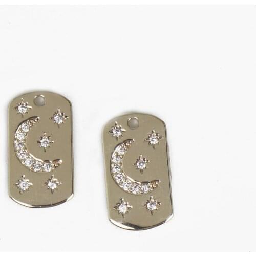 14k Gold Plated North Star Charm 10*18mm Moonstar Charm Necklace Charm Jewelry Making Zircon Pendant Charm 10331651