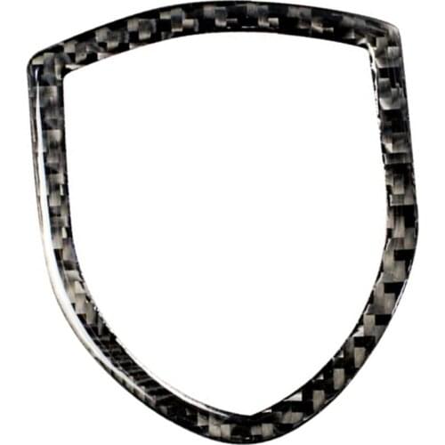 Car Exterior Front Logo Emblem Trim Cover Frame Black Carbon Fiber Fit for -Porsche Cayenne Macan 2014-2019