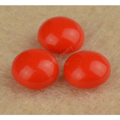 Sale 2~15mm Deep Red Jade Color Round Shape Cabochon Flat Bottom Synthetic Glass Gems Loose Cabochon Beads Glass Stone