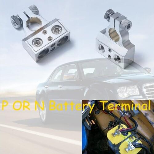 Positive Negative Battery Terminals Automobile Interior Decoration Parts Clamps with Shims Cleaner Brush 1 Pair