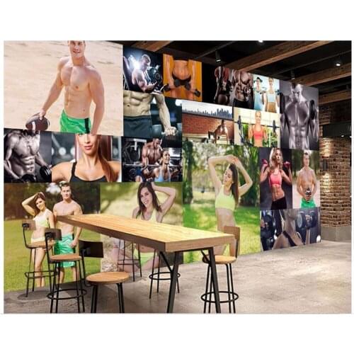 Custom photo 3d room wall paper cloth Gymnasium fitness beauty handsome guy background 3d wall murals wallpaper for wall 3 d