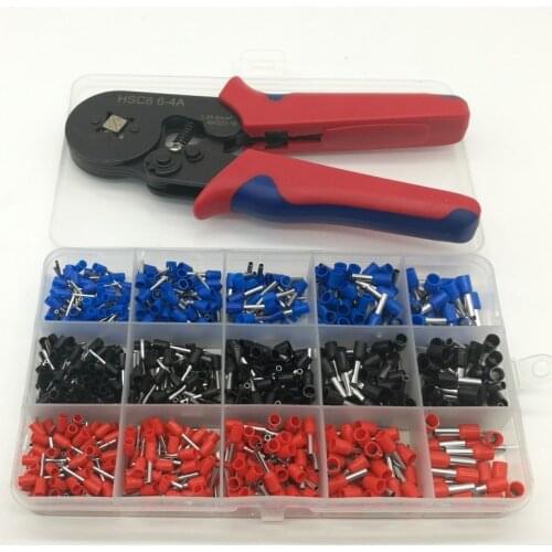 Self-Adjustable Crimping Plier with 1000pcs Terminals Sets AWG24-12Wire Cable Tube Terminals Crimping Pliers Multi Hand Tools