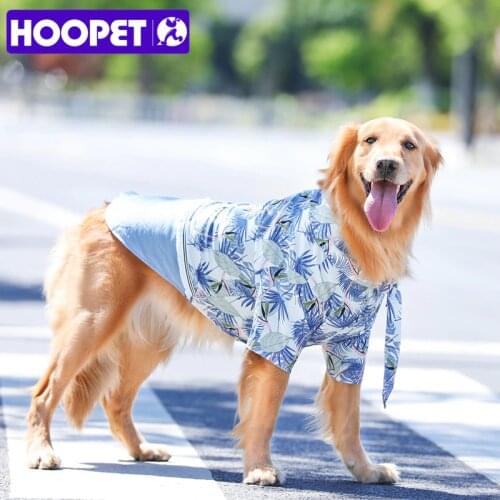HOOPET Large Dog Sunscreen Beach Clothes Big Dog Summer Clothes Printed Shirt For Golden Retriever Shiba For Medium Large Dog