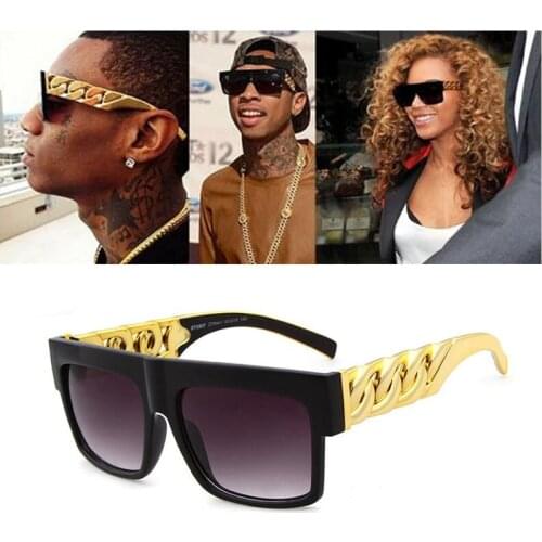 Fashion Celebrity Inspired Gold Metal Chain Kim Kardashian Beyonce Sunglasses Vintage Hip Hop Sun Glasses zonnebril dames