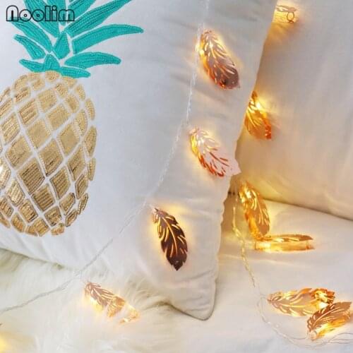 NOOLIM 3M 20 Pcs Handmade Rose Gold Feather Led String Light by 3pcs AA Battery,Fairy Party Light/ Wedding/Christmas Decoration