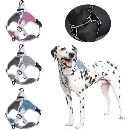 No Pull Reflective Dog Harness Soft Breathable Mesh Adjustable Easy Control Pet Walking Training Harness for Big Small Dogs