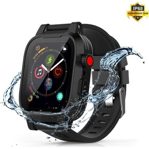 Swimming Waterproof Case For Apple Watch Band 4 iWatch Bands 44mm Silicone Strap 40mm Bracelet Smart Watch Accessories Strap