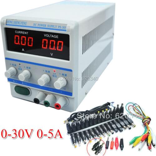 Free shipping 220/110v High precision Digital Adjustable DC Power Supply 30V 5A DC For Lab Notebook computer repair +39pcs Plugs