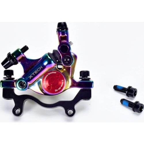 MTB Colorful Bicycle Line Pulling Hydraulic Disc Brake Mountain Road XTECH Bike Hydraulic Oil Front&Rear Disc Brake Rainbow Set