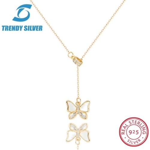 925 sterling silver necklace chain for women woman rose gold plated pendant jewelry pave CZ