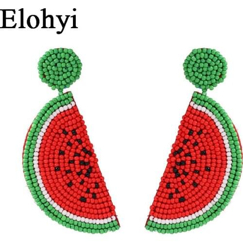 ELOHYI New Arrivals Resin Beads Fruit Watermelon Big Earrings For Women Handmade Drop Earrings Fashion Party Club Jewelry