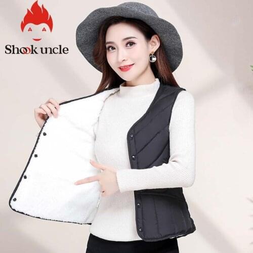 Winter Down cotton Vest Outerwear Autumn Womens Slim fit Cotton Vest Sleeveless villus Waistcoat Warm Windproof Female Tops