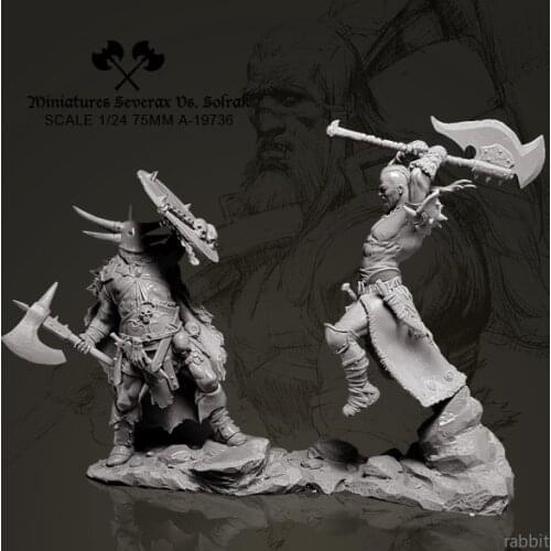 1/24 (75mm) Resin Figure Kits warrior battle duo resin Soldier model self-assembled A-19737