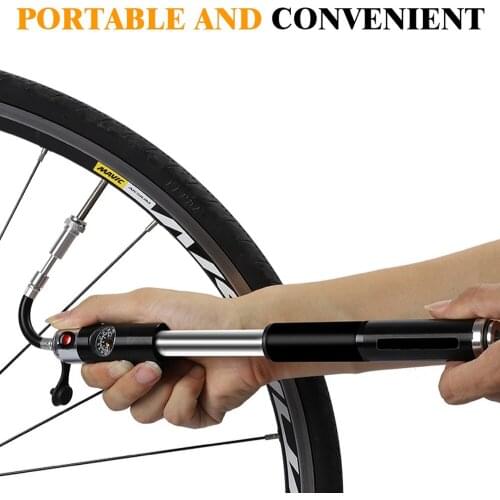 160Psi Hand Bicycle Pump Aluminum Alloy Cycling Gauge Hose Tire Inflator Accessories Mountain Road Bicycle Pump Hand Pump