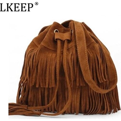 2021 Faux Suede Fringe Women Messenger Bags Tote Luxury Ladies Handbag Tassel Shoulder Vintage Crossbody Big Bag bolsa feminina