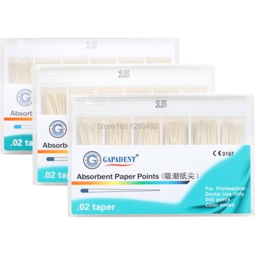 3 Packs(600 Pcs) Dental Materials Strong Absorption Pure Cotton Fiber Absorbent Paper Points #15 Dentist Products