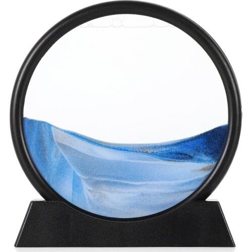 3D Hourglass Moving Sand Art Picture Round Glass 3D Sandscape in Motion Display Flowing Sand Frame Kids Gifts Home Decor