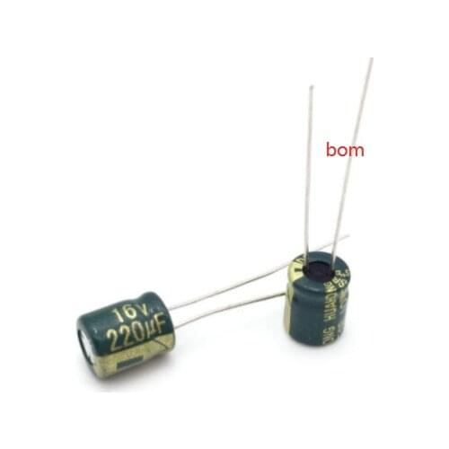 50PCS/LOT 16V 220UF 6*12mm high frequency low impedance aluminum electrolytic capacitor 220uf 16v