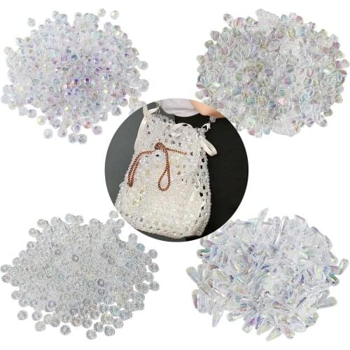 500Pieces AB Color Acrylic Bead Loose Spacer Beads For Jewelry Making DIY Bracelet