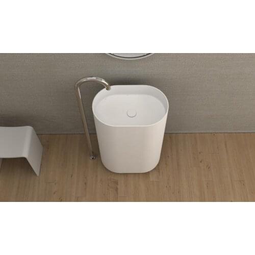 Corian Bathroom Pedestal Wash Basin Freestanding Solid Surface Matt Sink Cloakroom Vanity Wash Sink RS38233