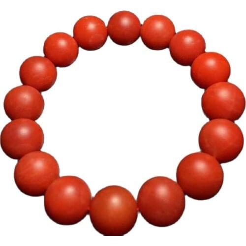 Baoshan South red hand string agate bracelet natural Buddha pearl persimmon red meat mens and womens single circle
