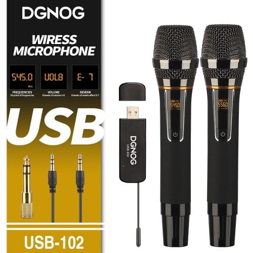 USB Wireless Microphone Dynamic Handheld UHF Mic For Computer Games Podcast YouTube Karaoke Reverb/Volume/Frequency Adjustment