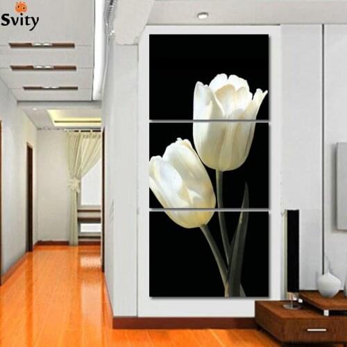 No Frame)Picture beautiful tulip flower 3 Panels/Set HD Canvas Print Painting Artwork, Wall Art Picture canvas print