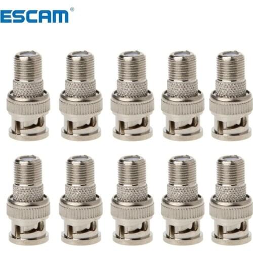 ESCAM 10Pcs/Set BNC Male Plug To F Female Jack Coax Connector Adapter For CCTV Camera