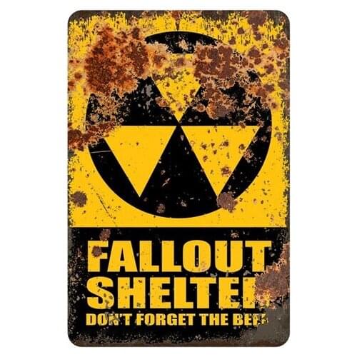 Fallout Shelter Funny Metal Sign Vintage Retro Tin Sign Metal Sign Decor for Garage Home Bar Pub Store Shop Hotel Man Cave Club
