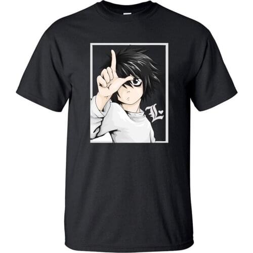 Death Note Tshirt Men Japanese Anime T Shirt Print Tshirts 2019 Summer Short Sleeve Harajuku T-Shirt Black White Tees Tops Mens