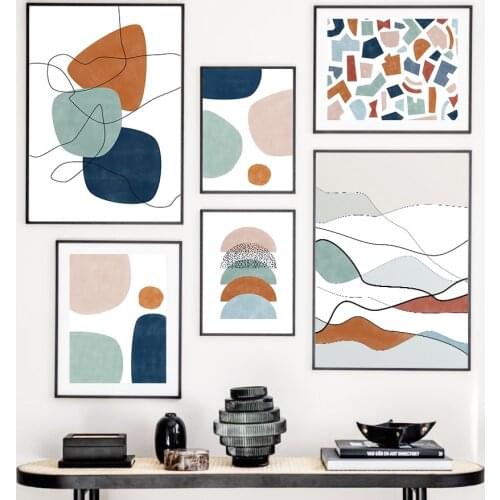 Geometric Color Block Line Art Abstract Wall Art Canvas Painting Nordic Posters And Prints Wall Pictures For Living Room Decor