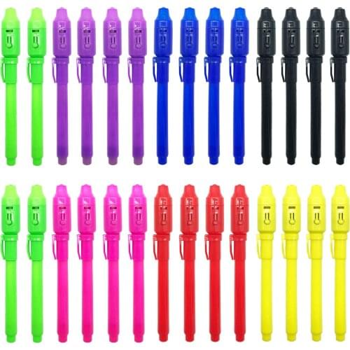 28 Pcs Drawing Toy 2 In 1 UV Ink Magic Pens Graffiti Black Light Combo Creative Stationery Invisible Marker Pen Party Favors