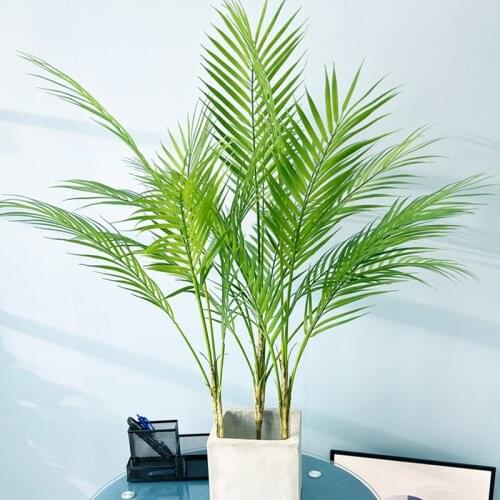 98cm 15Leaves Large Tropical Palm Tree Artificial Palm Plants Real Touch Plastic Leaves Fake Jungle Cocos Tree for Wedding Home